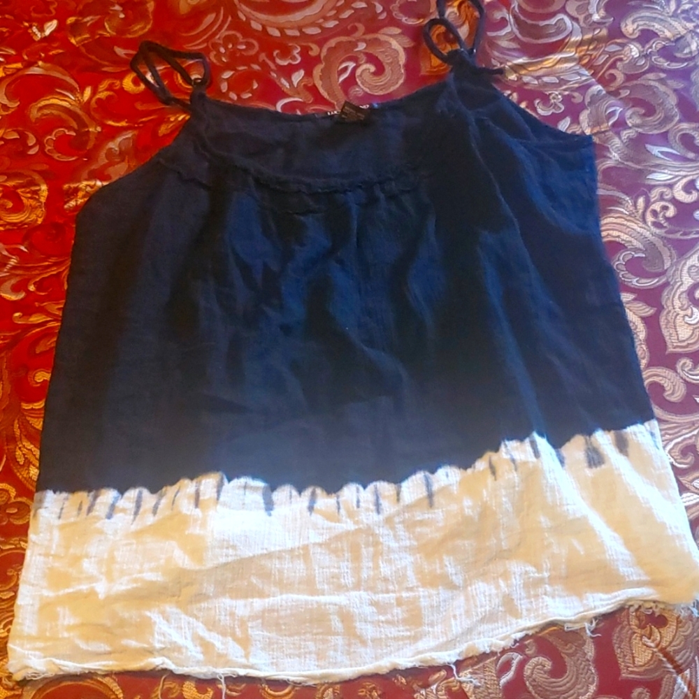 LUCKY BRAND black and white 100% cotton flowy tank top